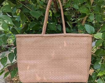 Bolso tote de piel tejida a mano para mujer - HELEN