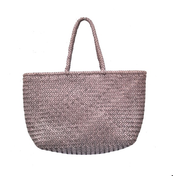 leather crosshatched tote