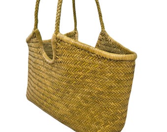 Handwoven Genuine Leather Ladies Hobo Bag - MONALISA - BAMBOO GREEN