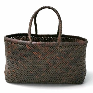 ALTICA Echtleder Handgewebte Triple Jump Bambus Style Damen Tragetasche - CINDRELLA - Dunkelbraun