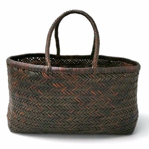 ALTICA Genuine Leather Hand Woven Triple Jump Bamboo Style Ladies Tote Bag - CINDRELLA - Dark Brown