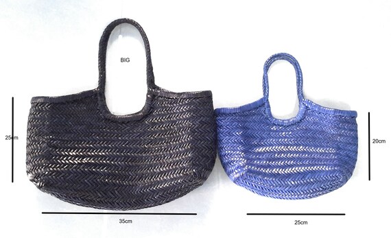 ALTICA Echtes Leder Hand Woven Triple Jump Bambus Stil Damen HOBO Tasche Schwarz Etsy