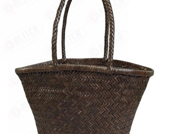 ALTICA Genuine Leather Hand Woven Ladies TOTE Bag - LULU (Dark Brown)