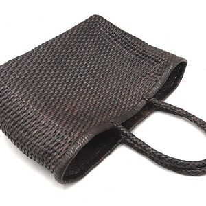 ALTICA Sac fourre-tout en cuir véritable tissé à la main style bambou pour femme - HELEN