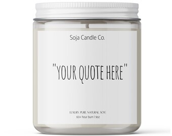 Custom Quote Soy Candle: Personalized Label, Baby Announcement Gift