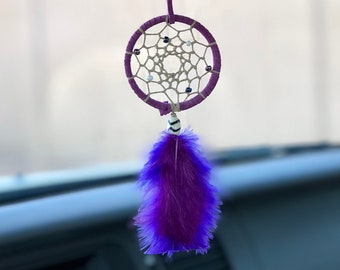 Traumfänger Lila: Boho Auto Rückspiegel Anhänger, geflochtenes Home Decor Geschenke