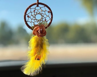Golden Rose Traumfänger: Boho Auto Rückspiegel hängen Dekor, Charm Accessoires Geschenke