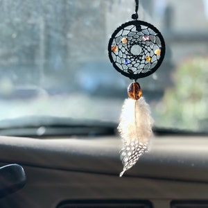 mini Car  white Dream Catcher With Feathers Handmade High-quality 