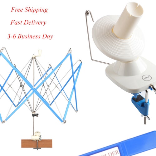 Yarn Ball Winder and Yarn Umbrella Swift Basic Combo Set with Skein