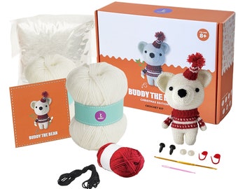 Olikraft Amigurumi Crochet Kit for Adults and Kids - Intermediate Animal Projects. Perfect for Crafting Stuffed Animals and Gifts (Bear)