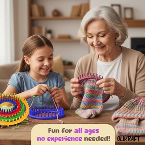 Olikraft Knitting Loom Kit – A Set of Round & Long Looms with Picks immagine 6