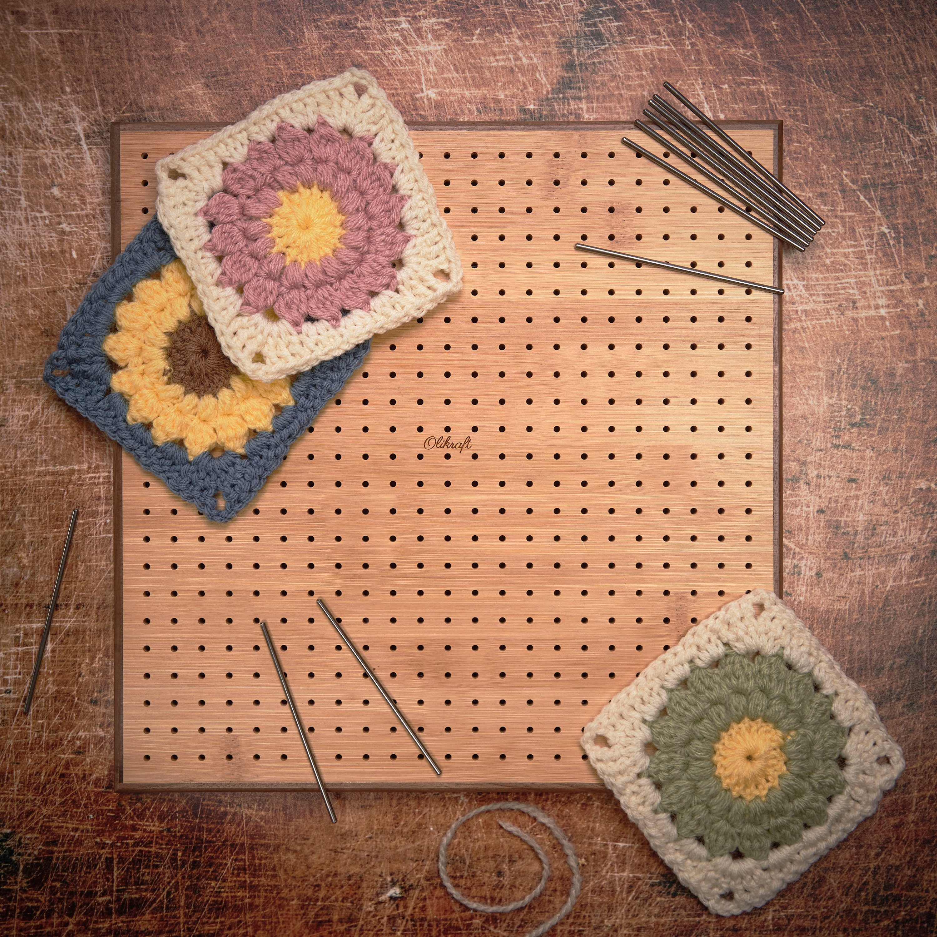 Wholesale CHGCRAFT Handmade Wooden Blocking Board Granny Squares Blanket  Crochet Blocking Boards Knitting Boards with Pins for Knitting Crochet  250x250x101mm 