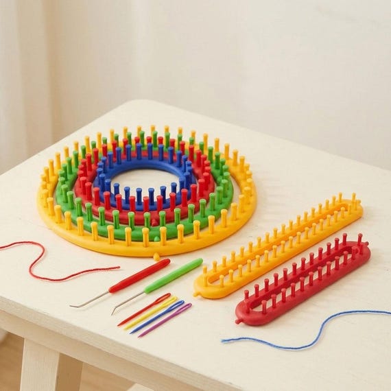 Olikraft Knitting Loom Kit – A Set of Round & Long Looms with Picks