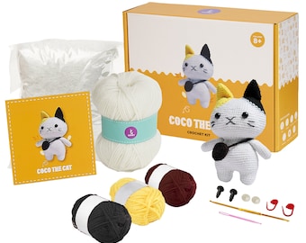 Olikraft Amigurumi Crochet Kit for Adults and Kids - Intermediate Animal Projects. Perfect for Crafting Stuffed Animals and Gifts (Cat)