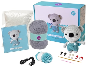 Olikraft Amigurumi Crochet Kit for Adults and Kids - Intermediate Animal Projects. Perfect for Crafting Stuffed Animals and Gifts (Koala)