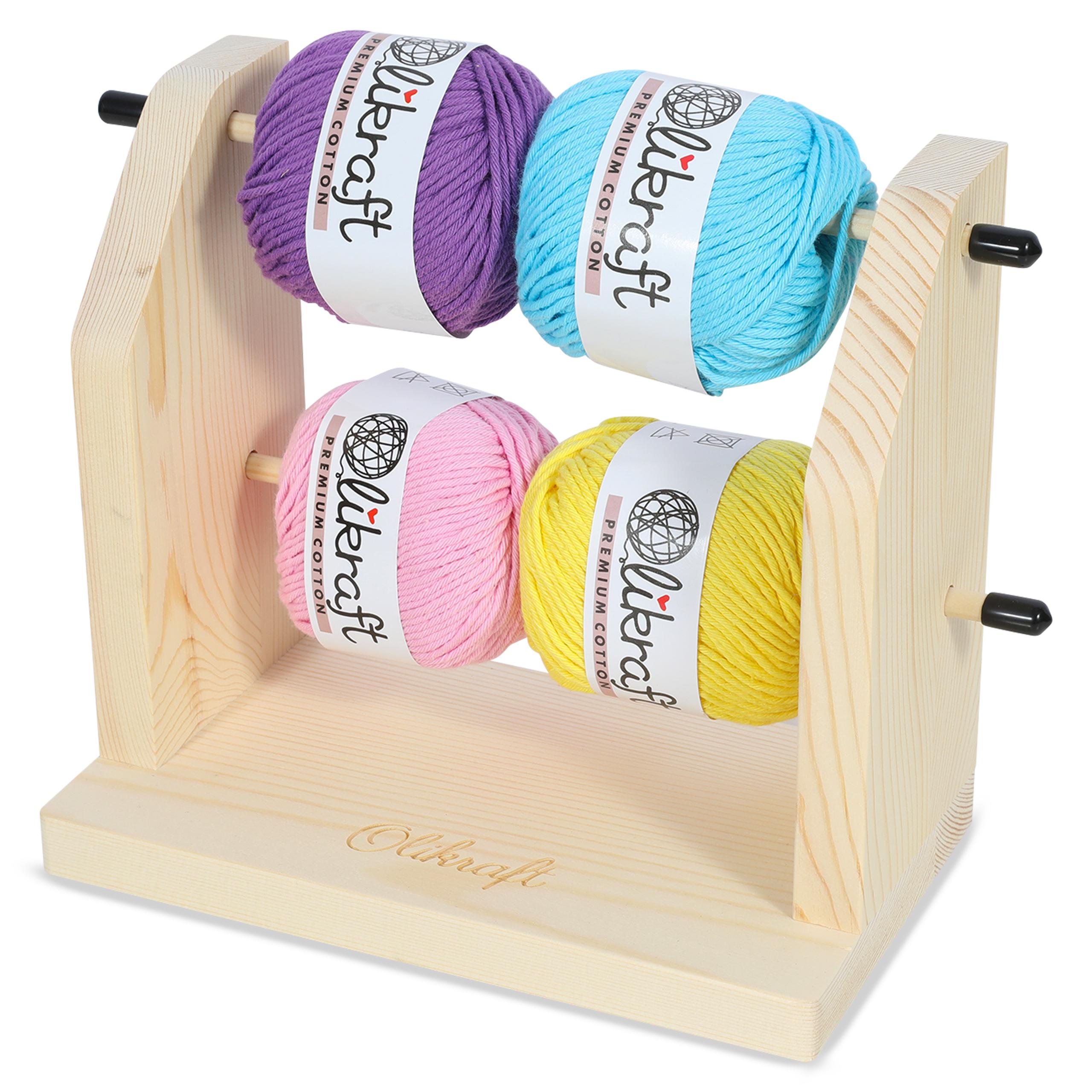 My Two Ladies Artisan Wooden Yarn Caddy & Felt Case – Spinning Yarn Dispenser For Knitting & Crochet