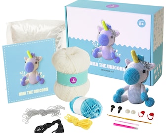 Olikraft Amigurumi Crochet Kit for Adults and Kids - Intermediate Animal Projects. Perfect for Crafting Stuffed Animals and Gifts (Unicorn)