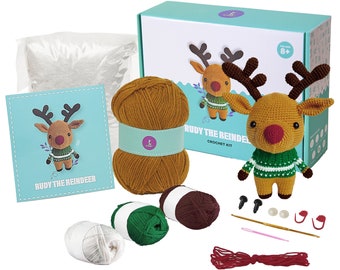 Olikraft Amigurumi Crochet Kit for Adults and Kids - Intermediate Animal Projects. Perfect for Crafting Stuffed Animals and Gifts (Reindeer)