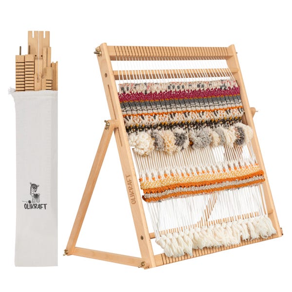 Telar Olikraft con soporte ajustable: área de urdimbre de hasta 47 x 35 cm, perfecto para principiantes y adultos.