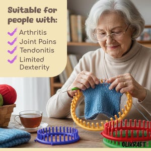 Olikraft Knitting Loom Kit – A Set of Round & Long Looms with Picks immagine 7