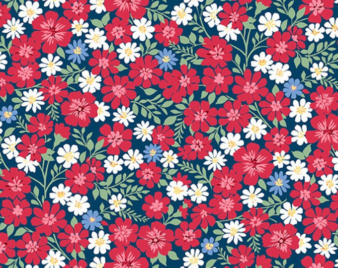 Strawberry Jam - Andover Fabrics - Flowerful Vines - Red White and Blue