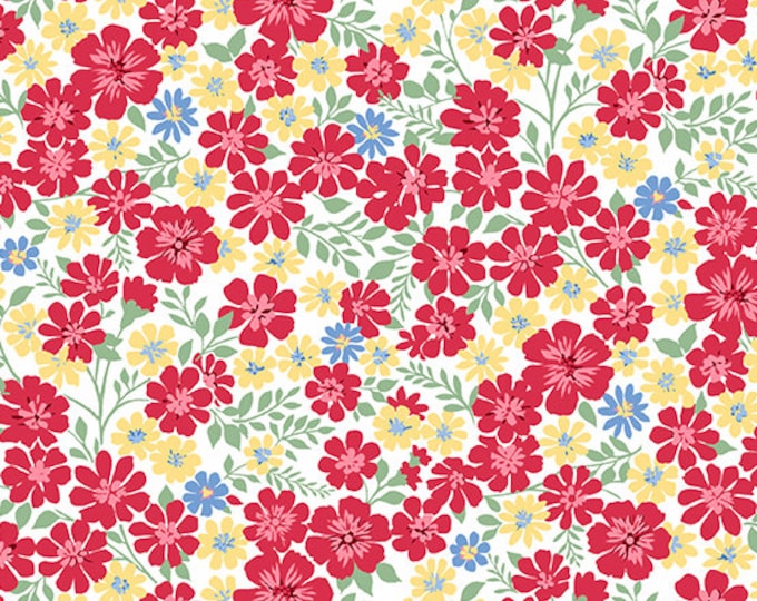 Strawberry Jam - Andover Fabrics - Flowerful Vines - Red, Yellow and White