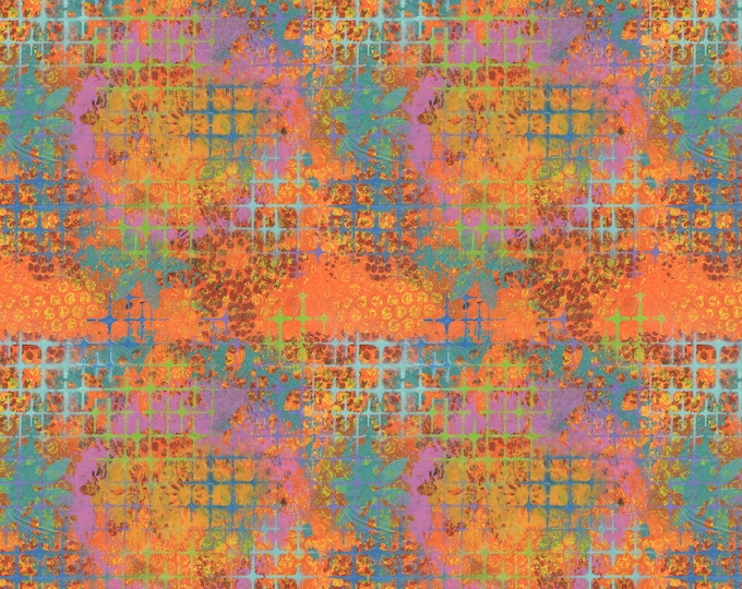 Butterfly Fields - Sue Penn - FreeSpirit Fabrics - Crosshatch, Orange - PWSP070.ORANGE Digital Printing - 100% Cotton