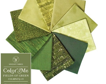 Color Me Fields of Green by Windham - Precut Fat Quarter Bundle COLMFATQ-15 | 10 Fat Quarters - 100% Cotton