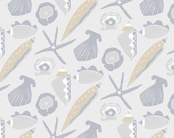 By the Sea by Andover Fabrics - Seashells - Grey