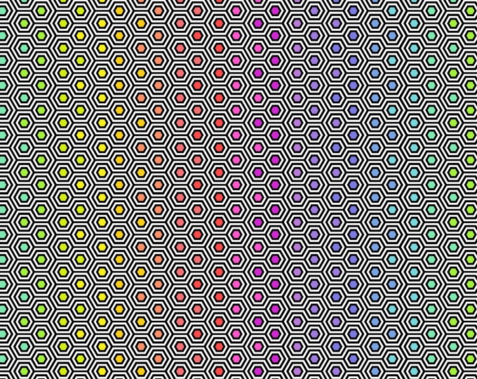 Linework - Tula Pink -Hexy Rainbow - Ink - For FreeSpirit Fabrics