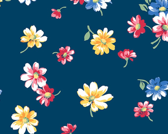 Strawberry Jam - Andover Fabrics - Falling Blossoms - Navy
