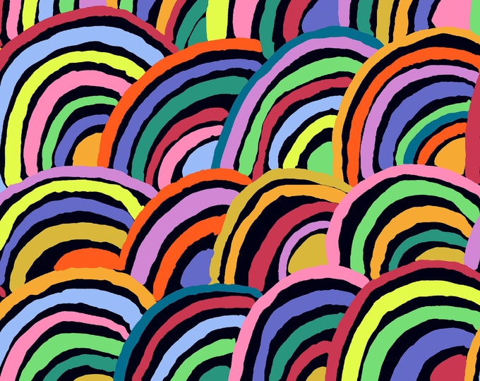 Kaffe Fassett Classics - Rainbows - Black - FreeSpirit Fabrics - 100% Cotton - PWGP190.BLACK