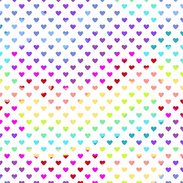 Hearts - Andover Fabrics - Rainbow Hearts - Daylight