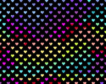 Hearts - Andover Fabrics - Rainbow Hearts - Midnight