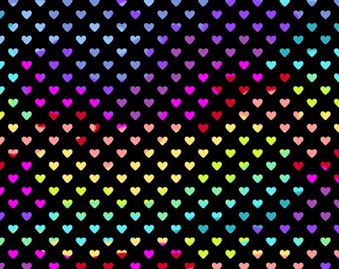 Hearts - Andover Fabrics - Rainbow Hearts - Midnight