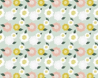 Hibiscus - Simple Simon and Company - Riley Blakes Designs - 100% Cotton - C11543-FLOWERS MINT
