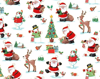 Santa's Christmas - Makwer UK - Andover Fabrics - TP-2586 - White