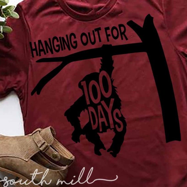 Hanging Out for 100 days Monkey Svg 100 Days of school cut file 100 days of school for teachers cutting file, Teacher Svg T-Shirt design