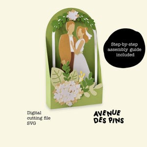 Wedding Pop-Up Card SVG 3D Cricut and Silhouette Cut File DIY Papercraft Card for Wedding Invitations and Greeting Cards image 3