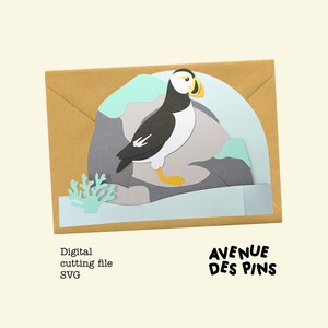 Puffin Pop Up Card SVG – Puffin Bird 3D Papercut Card Template for Cricut & Silhouette | DIY Greeting Card Digital File image 3