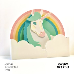 Birthday Pop-Up Card SVG - Unicorn with Rainbow - DIY Craft File
