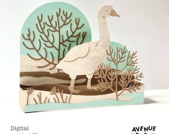 Spring Snow Goose Pop Up Card | Pop Up Card SVG | 3D Papercut SVG Card Cut File | Cricut Card DIY | Custom Greeting Cards