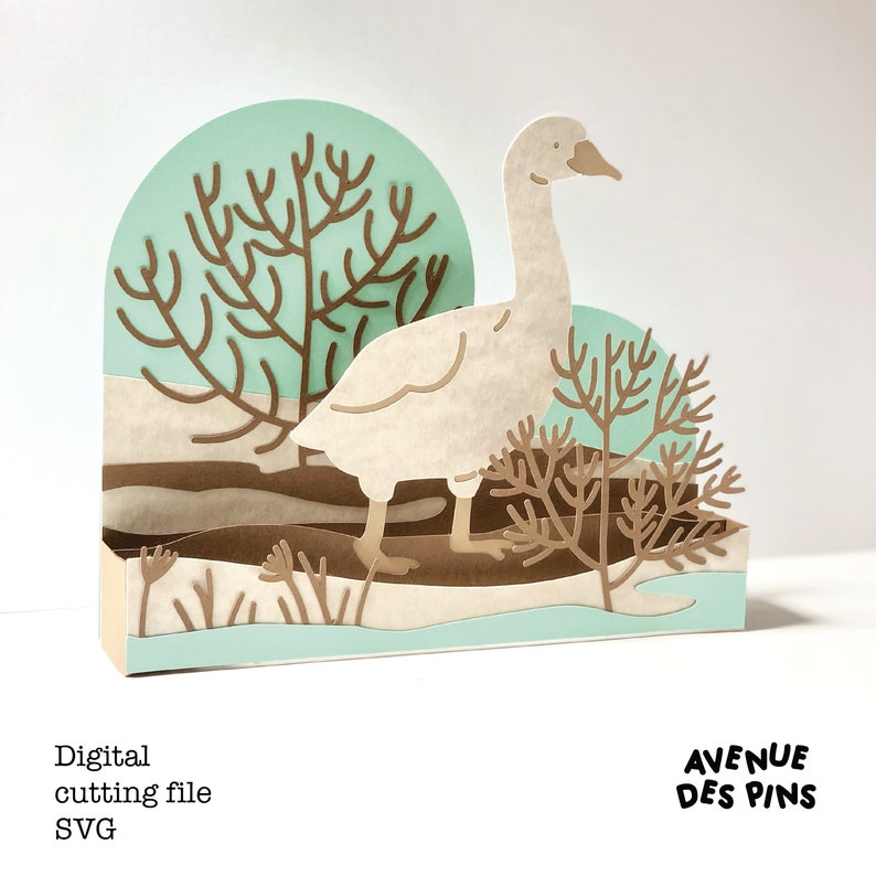 Spring Snow Goose Pop Up Card | Pop Up Card SVG | 3D Papercut SVG Card Cut File | Cricut Card DIY | Custom Greeting Cards image 1