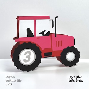 3D Tractor Pop-Up Card SVG File for Cricut and Silhouette – Farm Vehicle Birthday Card Template – Instant Digital Download