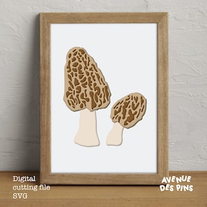 Morilles Mushroom Shadow Box SVG Template - Layered Paper Cut Design for Cricut, DIY Mushroom Wall Art, 3D Cardstock Shadow Box