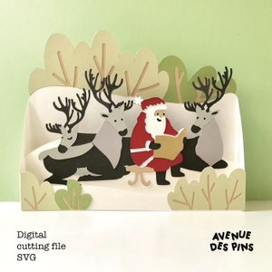 Christmas Pop Up Card | Santa  Pop Up Card SVG | 3D Papercut SVG Card Cut File | Cricut Card DIY | Custom Greeting Cards | Box Card Template