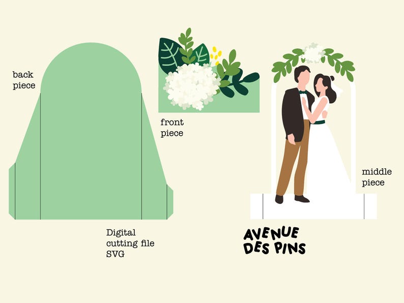 Wedding Pop-Up Card SVG 3D Cricut and Silhouette Cut File DIY Papercraft Card for Wedding Invitations and Greeting Cards image 5