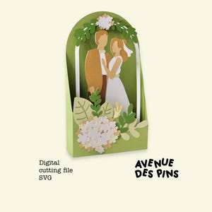 Wedding Pop-Up Card SVG 3D Cricut and Silhouette Cut File DIY Papercraft Card for Wedding Invitations and Greeting Cards