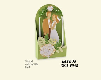 Wedding Pop-Up Card SVG 3D Cricut and Silhouette Cut File DIY Papercraft Card for Wedding Invitations and Greeting Cards