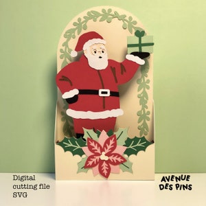 Santa Claus Christmas Pop-Up Card SVG - DIY Holiday Greeting Card Template